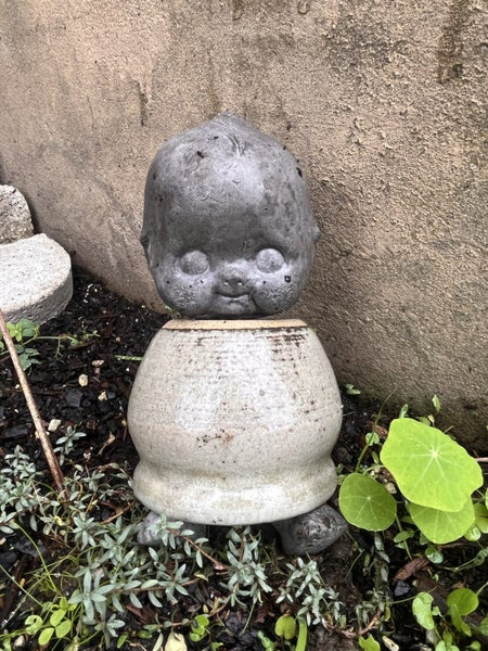 Articulated concrete kewpie doll teacup mushroom garden art Carousel 13