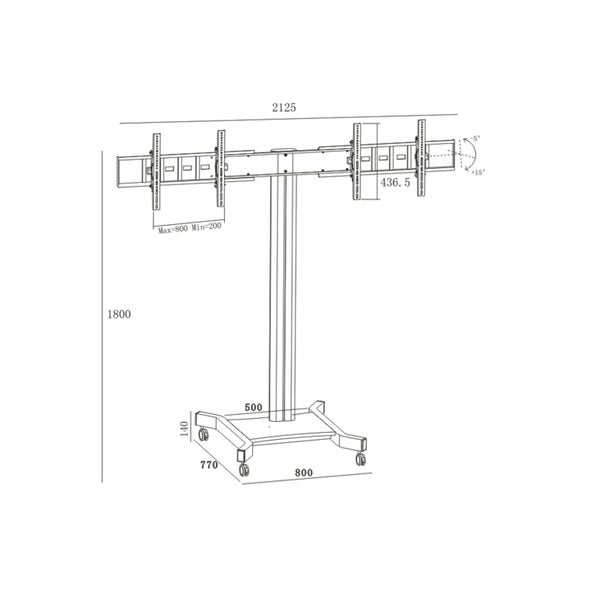 Koford AVA106F 30"-60" TV Trolley Mobile Cart - With Tray - VESA 800x400mm - Max Carousel 5