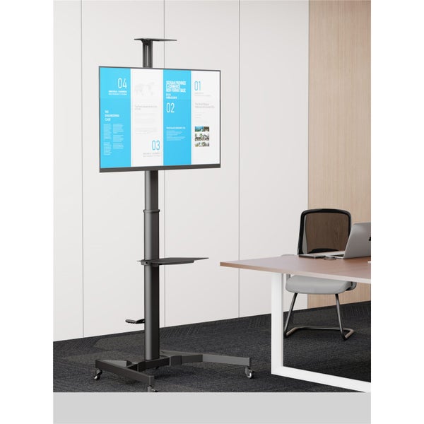 KONIC 37"-70" Telescopic Height-Adjustable Mobile TV Cart Trolley with Crank Carousel 2