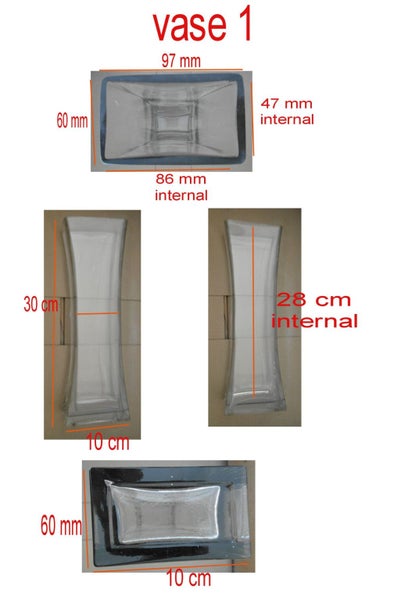 2 x Curved Rectangular Glass Vases * UN-USED ITEMS * ONLY UNPACKED TO PHOTOGRAPH Carousel 2