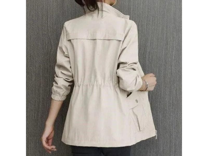 Korean Women Trench Coats Casual Lapel Drawstring Windbreake Spring Loose Carousel 1