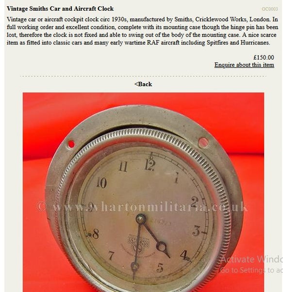 SMITHS Vintage CAR CLOCK Circa 1930's Cricklewood Works London Reg. Trade Mark Carousel 14