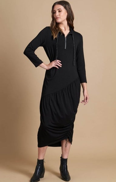 Esplanade XL Black midaxi hem detail dress Carousel 1