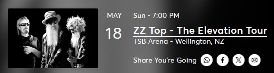 ZZ Top & George Thorogood & the Destroyers 2 Tix - 18 May Welly Floor Row T Carousel 1
