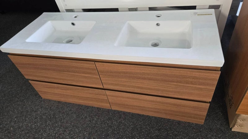 Clearance -Elementi 1200 Double Bowl Vanity Set Oiled Legno Carousel 1