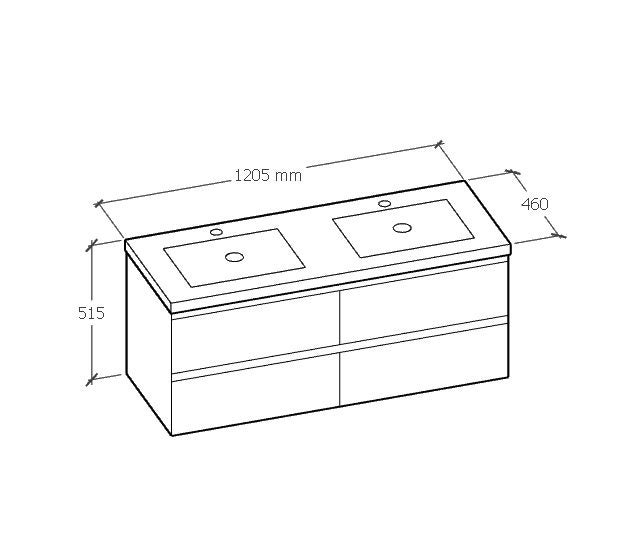 Clearance -Elementi 1200 Double Bowl Vanity Set Oiled Legno Carousel 2