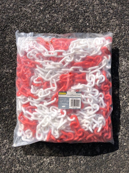 Syneco 8mm x 25m Plastic Safety Chain - High Visibility Orange/White - Brand New Carousel 1