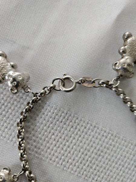 VINTAGE STERLING SILVER TEDDY BEAR CHARM BRACELET Carousel 2