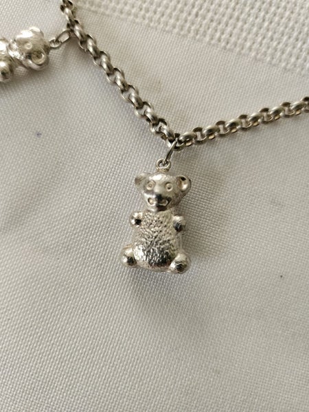 VINTAGE STERLING SILVER TEDDY BEAR CHARM BRACELET Carousel 3