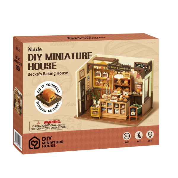 Robotime Rolife Becka's Baking House DIY Miniature House Kit DG161 Carousel 7