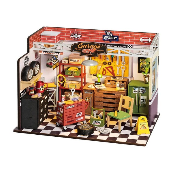 Robotime Rolife Garage Workshop DIY Miniature House Kit DG165 Carousel 1