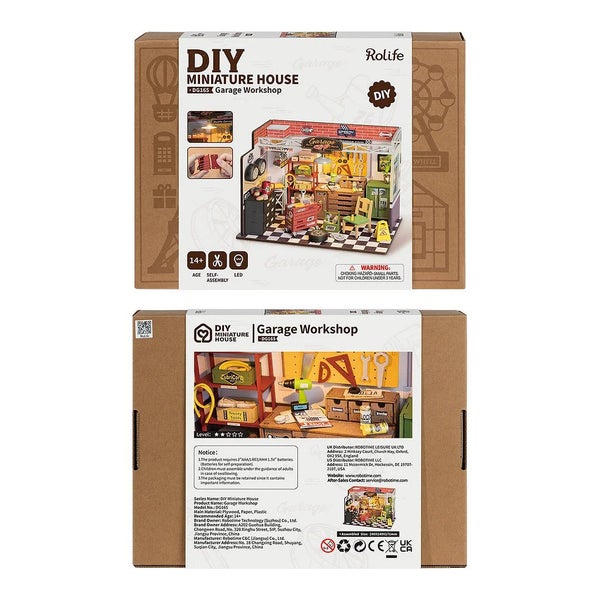 Robotime Rolife Garage Workshop DIY Miniature House Kit DG165 Carousel 8