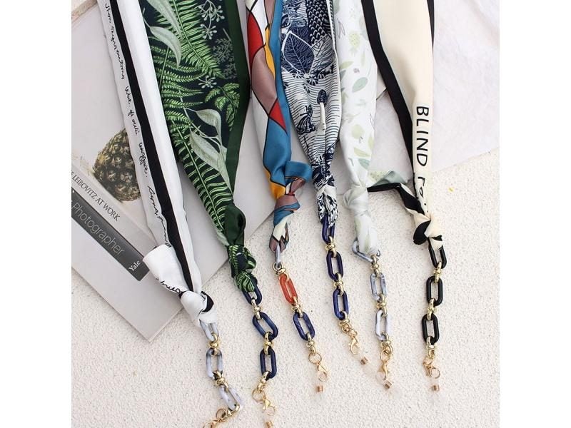 Silk Ribbon Glasses Chains Fashion Boho Acrylic Sunglasses Lanyard Holder Mask Carousel 2