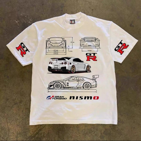 GT-R NISMO Blueprint T-Shirt | Gran Turismo Car Tee | JDM Drift Style – White Carousel 1