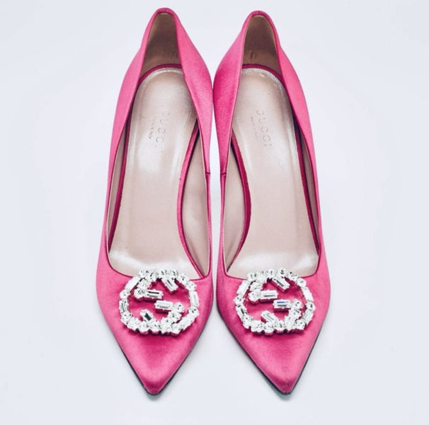 Pink Gucci Satin Heels Carousel 2