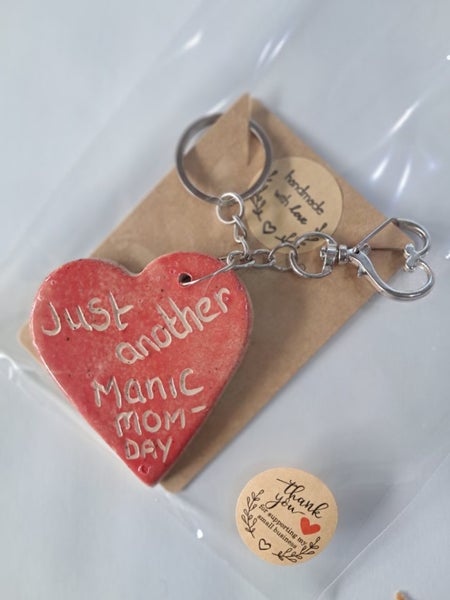 Handmade ceramic heart keyring Carousel 1