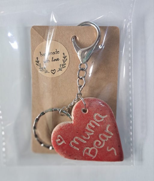 Handmade ceramic heart keyring Carousel 1