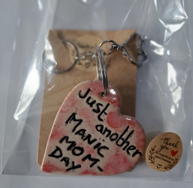 Handmade ceramic heart keyring Carousel 1