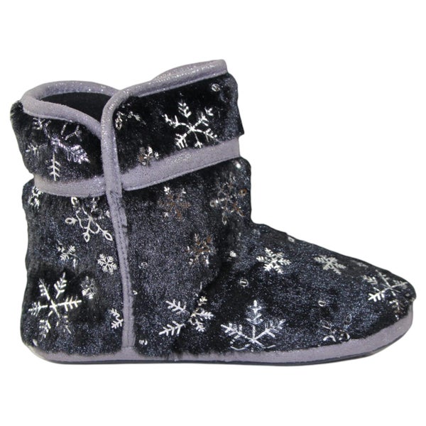 Womens Bellissimo Snow Boots Black Slippers Winter Shoes Carousel 1