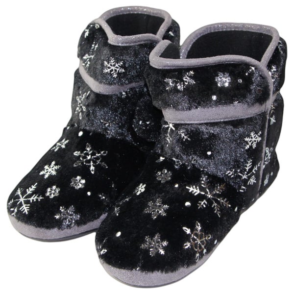 Womens Bellissimo Snow Boots Black Slippers Winter Shoes Carousel 2