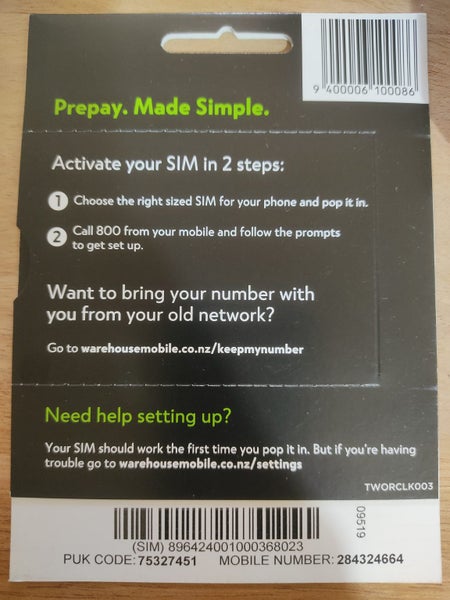 Warehouse Mobile Pre Pay Sim Card 028-432-4664 Carousel 2