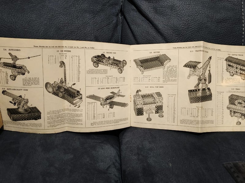 Meccano, Vintage 1a Accessory Outfit, With Instruction book, parts Carousel 8
