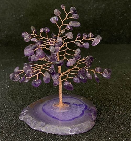 Natural Amethyst Lucky Tree / Natural Agate Base Carousel 1