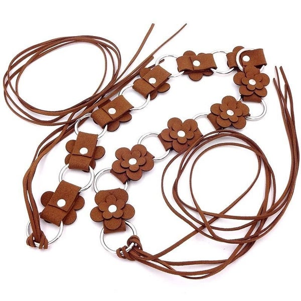 Elosung 2 Pcs Peach Blossom Ethnic Style Waist Chain Beaded Bohemian Belt For Wo Carousel 1