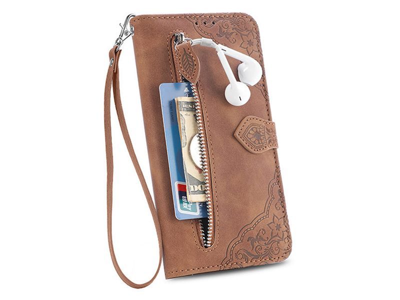 PU Leather Stand Wallet Case Cover for Samsung Galaxy A22 4G with Wrist Strap Carousel 3