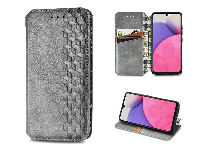 Slim PU Leather Kickstand Wallet Case Cover for Samsung Galaxy A33 5G Grey Carousel 1