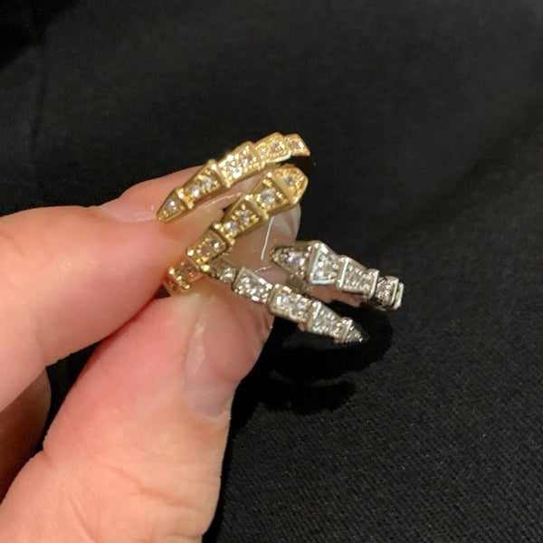 Golden Sparkling Serpent-Inspired Wrap Ring adjustable size Carousel 2