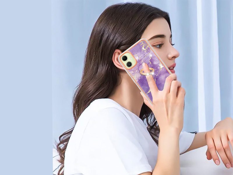 Finger Ring Kickstand Case Cover for Samsung Galaxy A05 Marble Carousel 2