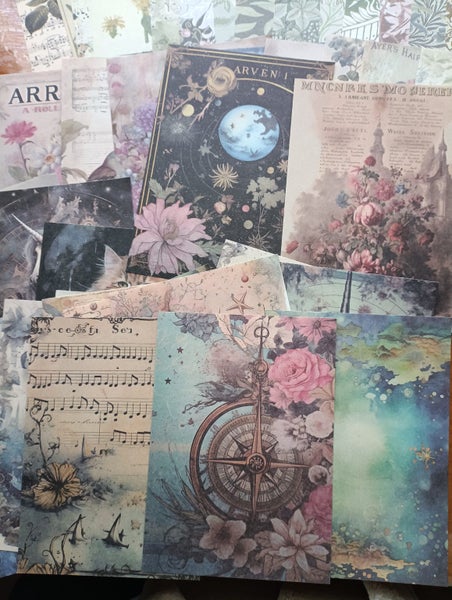 Retro, vintage Scrapbooking decorative Paper 60 Sheets. set 1 Carousel 4