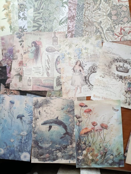 Retro, vintage Scrapbooking decorative Paper 60 Sheets. set 1 Carousel 2