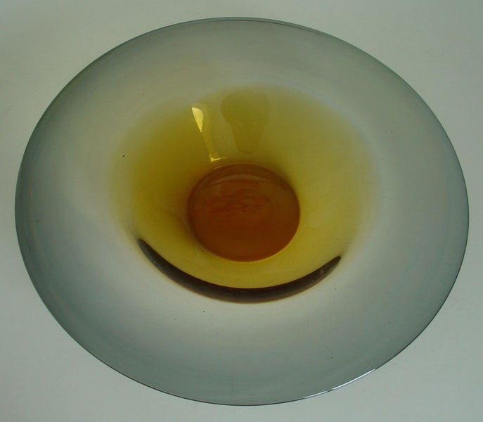 Large Handcrafter Gold and Smokey Glass Bowl Carousel 1