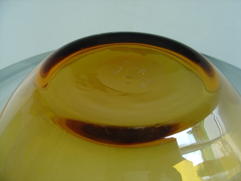 Large Handcrafter Gold and Smokey Glass Bowl Carousel 2