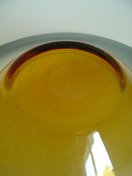 Large Handcrafter Gold and Smokey Glass Bowl Carousel 14