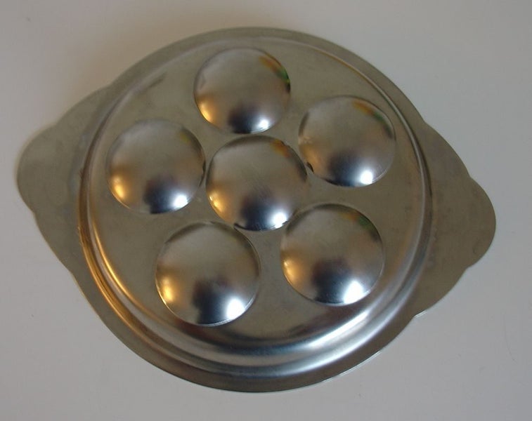 French Escargot S/Steel Snail Dishes and Tongs x 6 Carousel 2