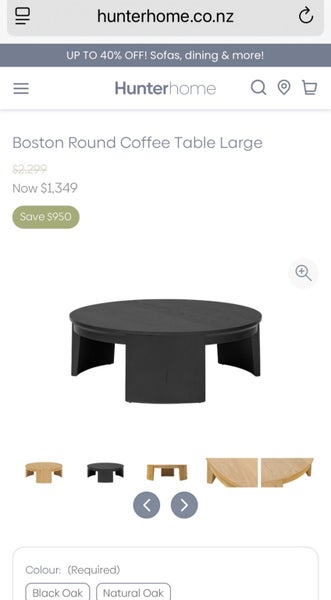 Boston Round Coffee Table Large in Black Oak By Hunter Home Carousel 8