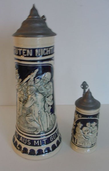 Vintage Lidded German Beer Steins x 2 Display Well Carousel 1