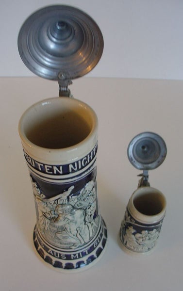 Vintage Lidded German Beer Steins x 2 Display Well Carousel 6