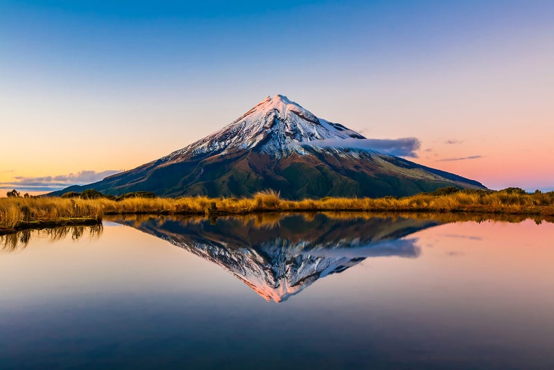 Framed $1 RESERVE 1 Panel Canvas Art Print - Mount Taranaki Carousel 1