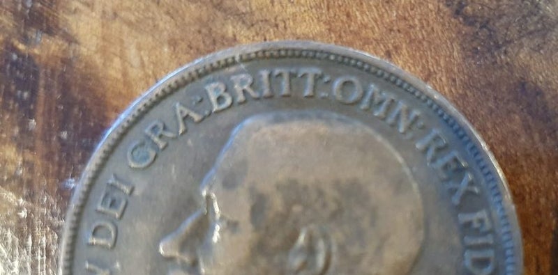 UK 1916 Penny Recessed Ear Broken Tooth Variety Carousel 1