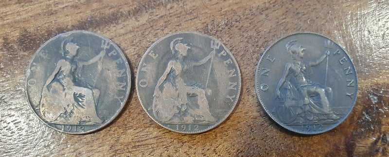 UK Pennies 1912 H mint mark Carousel 7