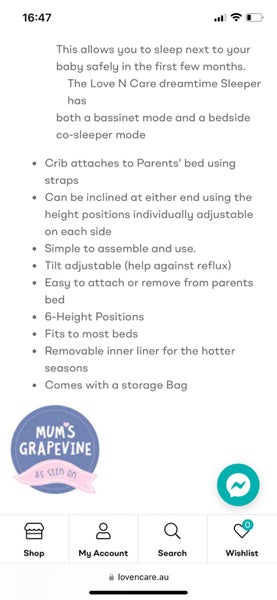 Dreamtime co-sleeper Carousel 2