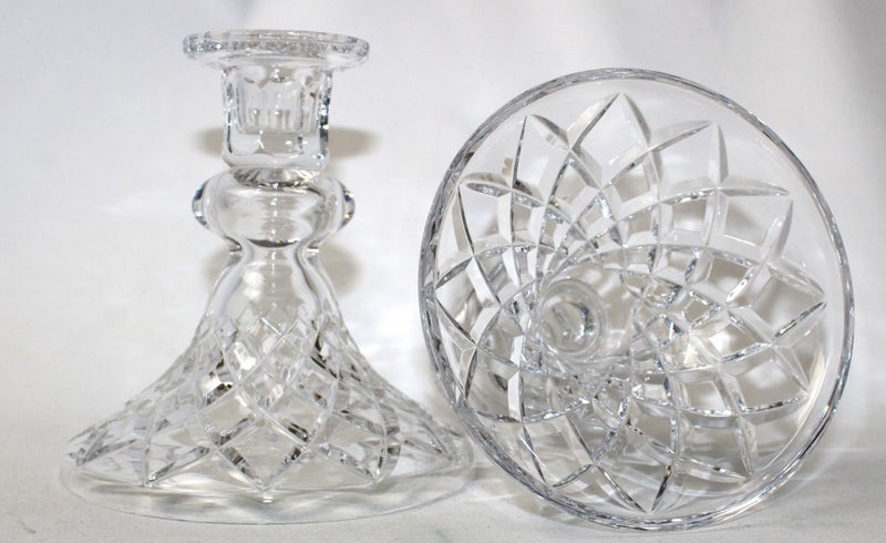 +++ EXQUISITE (2) GLASS/CRYSTAL CANDLE HOLDERS +++ Carousel 2