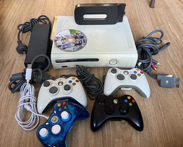 Xbox 360 - controllers - game - extra 120g harddrive - cords Carousel 1
