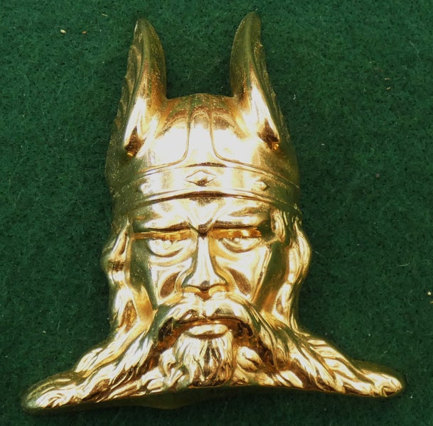 REAL 1950's VIKING Bonnet Ornament ROVER Norseman GOLD PLATED Viking Warrior Carousel 2