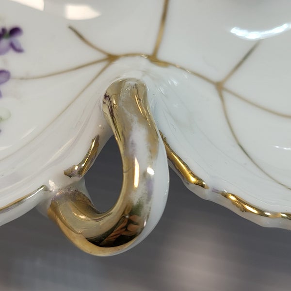 Vintage Napco Japan Leaf Shape floral Dish Gold Rim62941446473985113