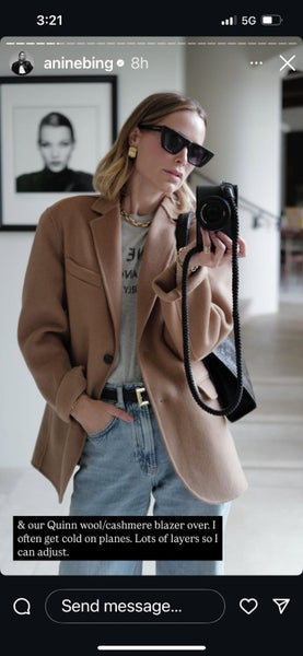 Anine Bing Cashmere/Wool Camel Quinn Blazer Carousel 1